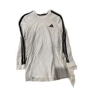 Adidas Three Strip White Long Sleeved Shirt Mens Med